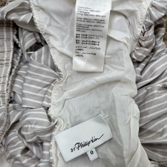 3.1 Phillip Lim Striped Balloon Sleeve Crop Top Gray White Size 0 - Picture 15 of 15